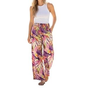 Women’s Colorful Tropical Wide Leg Pants
